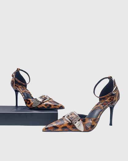 Daley Leopard Print Buckle Pumps