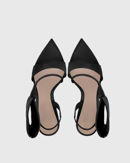 Daniela Bow Satin Slingback Sandals In Black