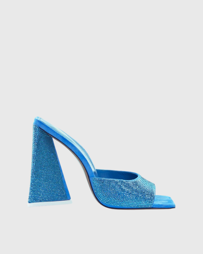 Daria Rhinestore Embellished Mules In Blue