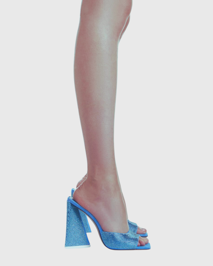 Daria Rhinestore Embellished Mules In Blue