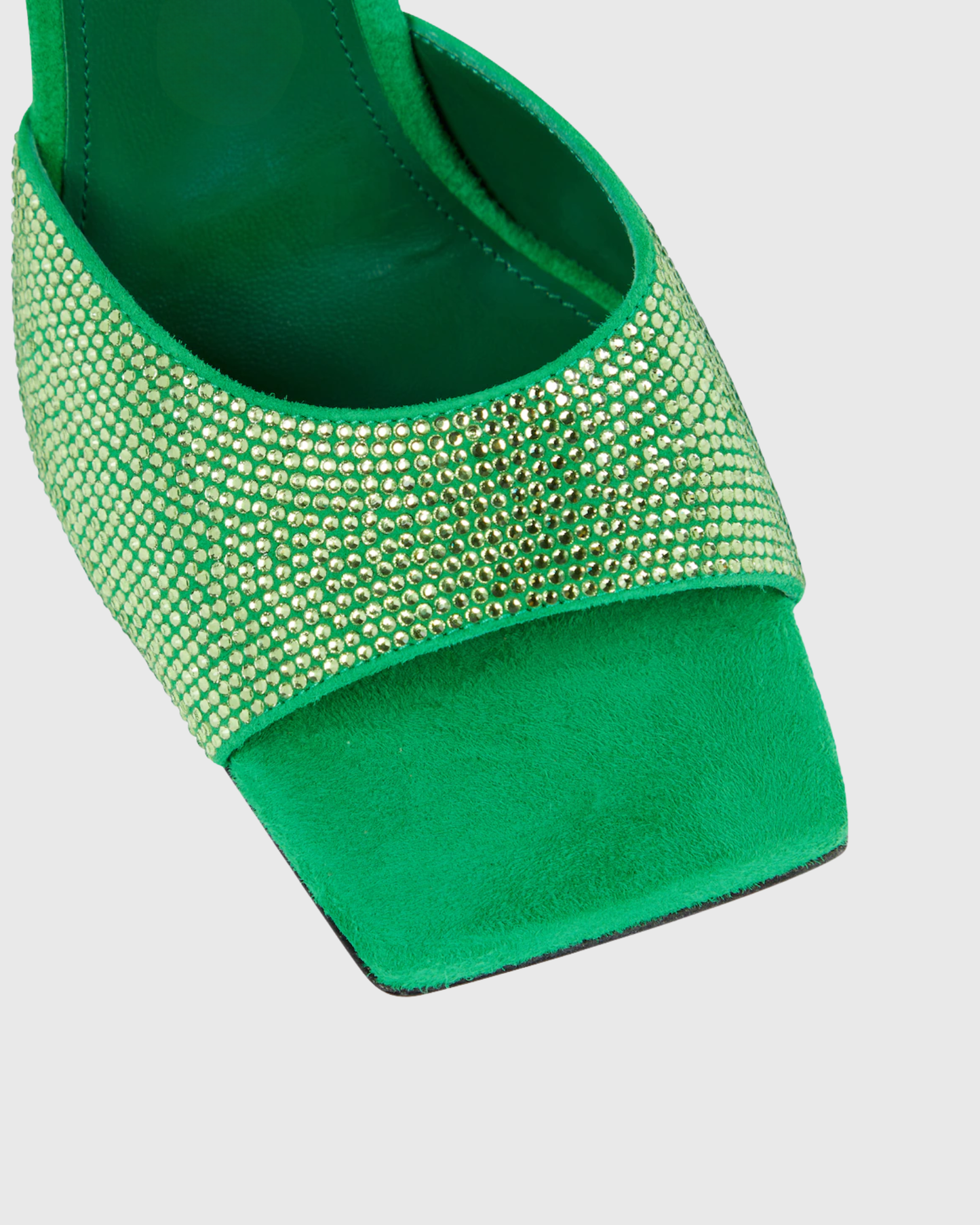 Daria Rhinestore Embellished Mules In Green