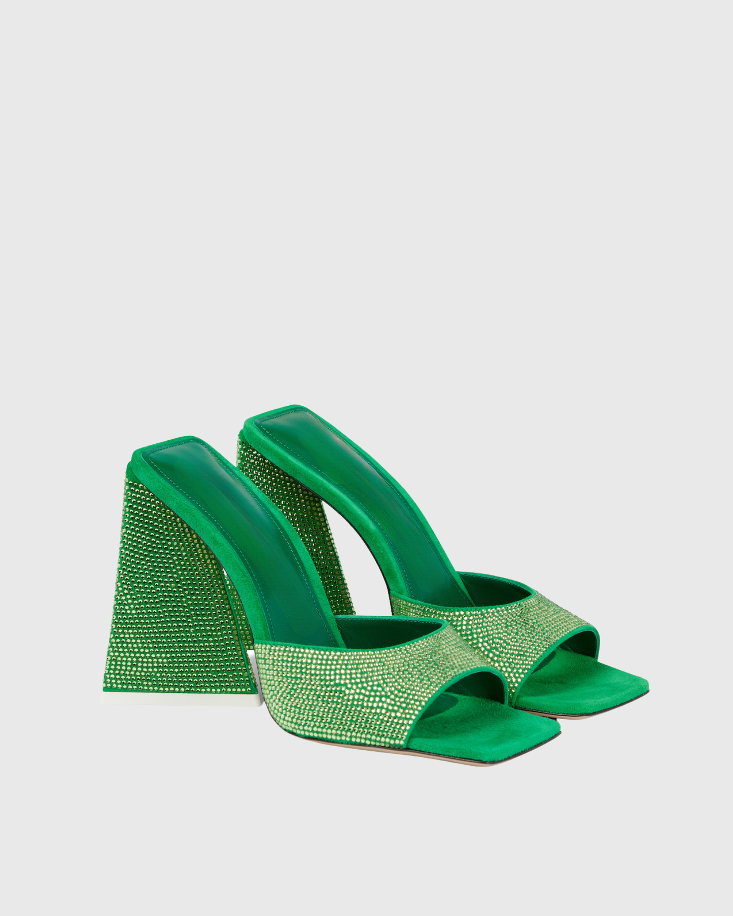 Daria Rhinestore Embellished Mules In Green
