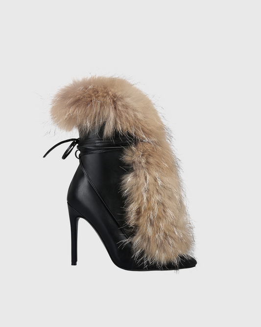 Kaia Faux Fur Ankle Boots In Black