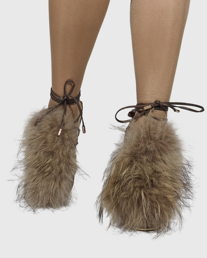 Darja Lace Up Feather Sandals
