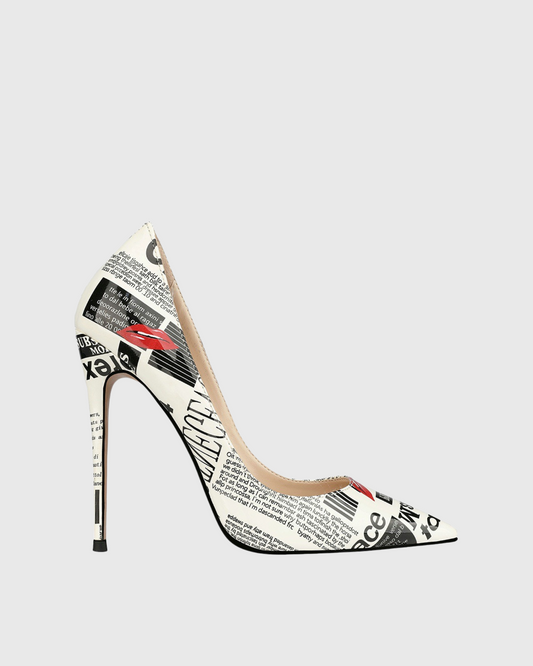 Darrin Newspaper Print Pumps