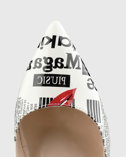 Darrin Newspaper Print Pumps