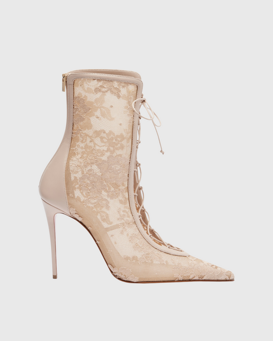Darryl Lace Ankle Boots In Natural