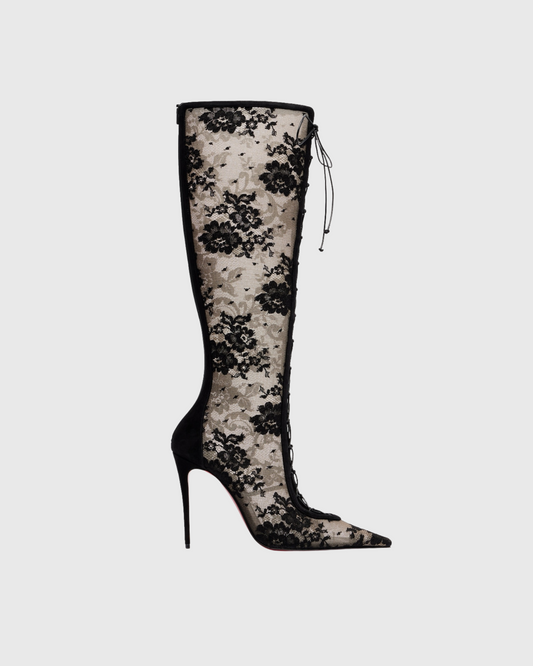 Darryl Lace Knee High Boots In Black