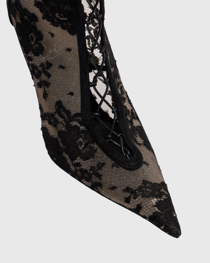 Darryl Lace Knee High Boots In Black