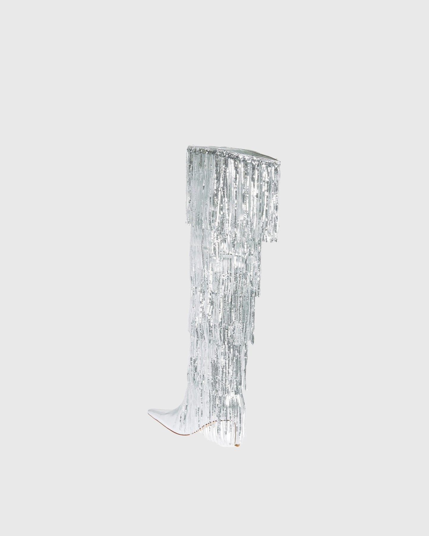 Debora Sequin Fringe Knee High Boots