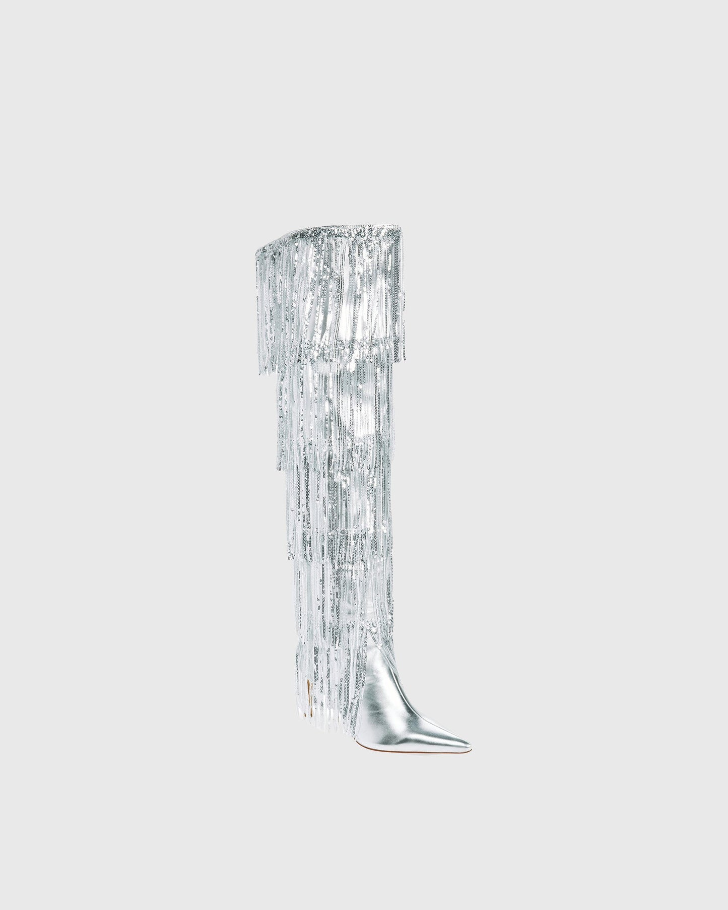 Debora Sequin Fringe Knee High Boots