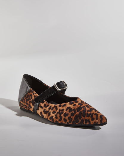 Dee Leopard Print Strap Flats