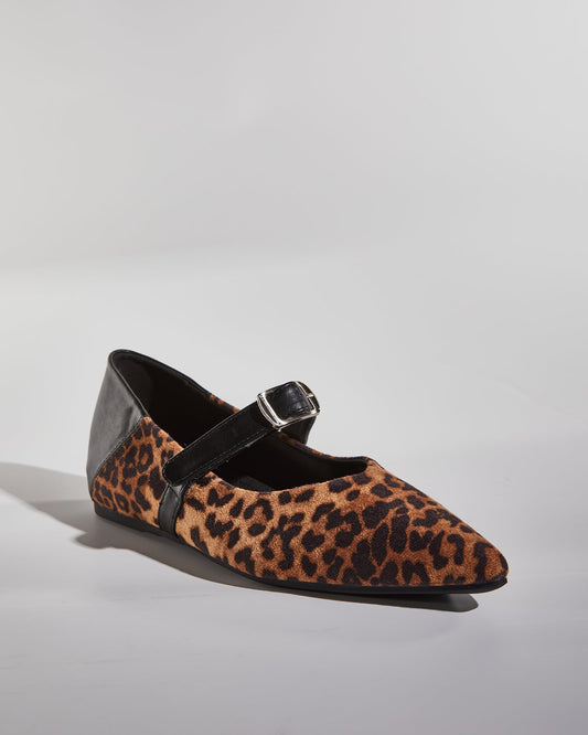 Dee Leopard Print Strap Flats