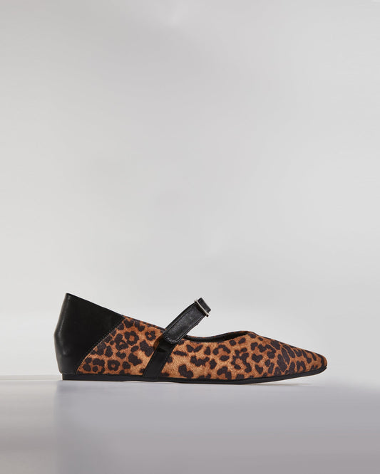 Dee Leopard Print Strap Flats
