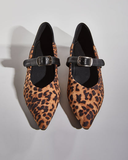 Dee Leopard Print Strap Flats
