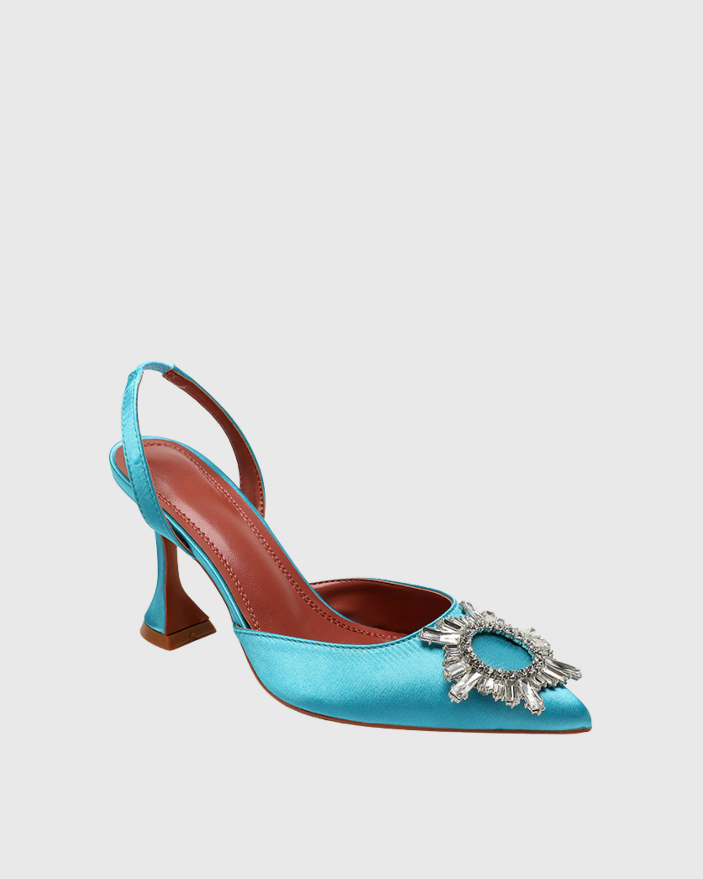 Desideria Rhinestone Slingback Flared Heel In Lake Blue