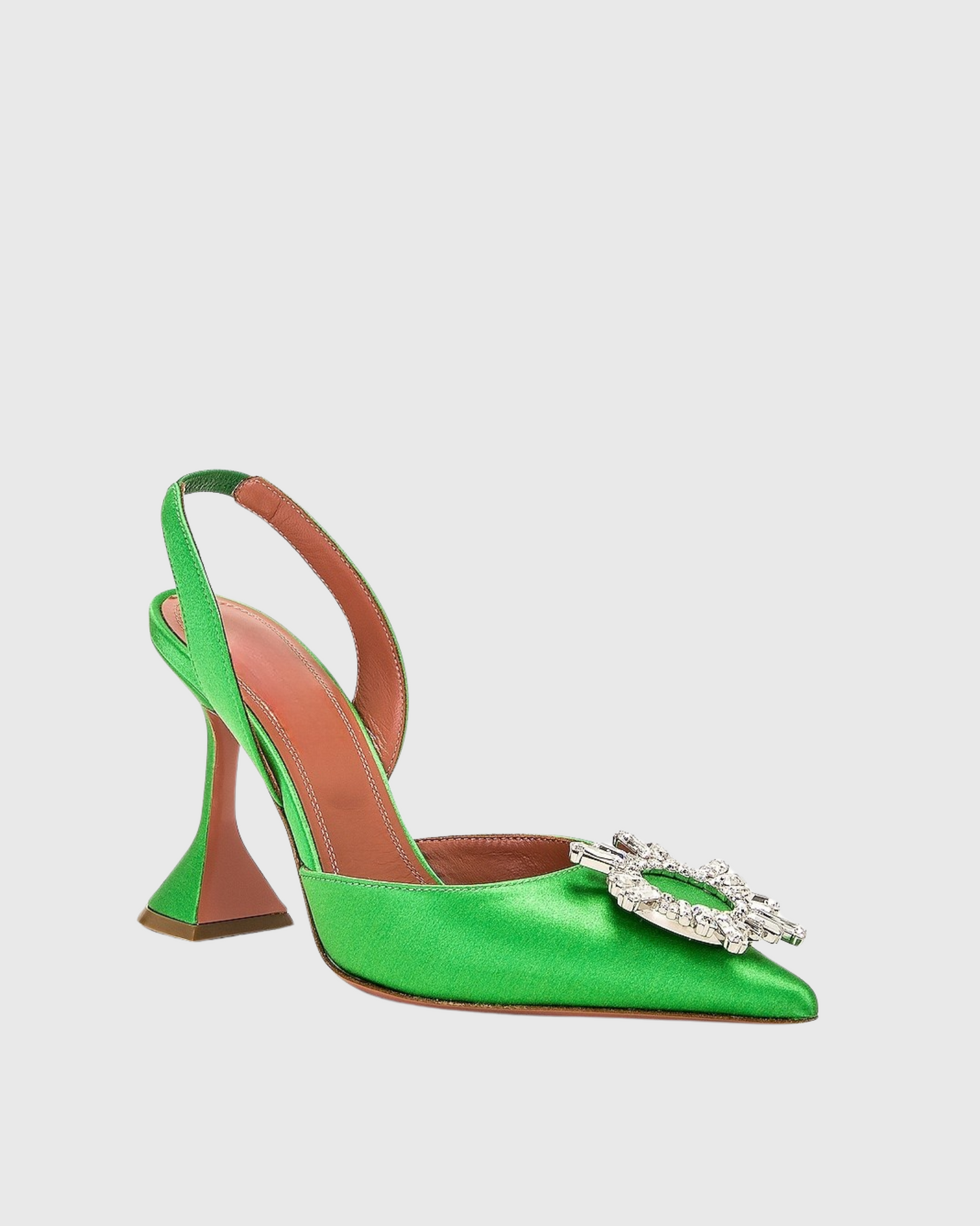 Desideria Rhinestone Slingback Flared Heels In Green