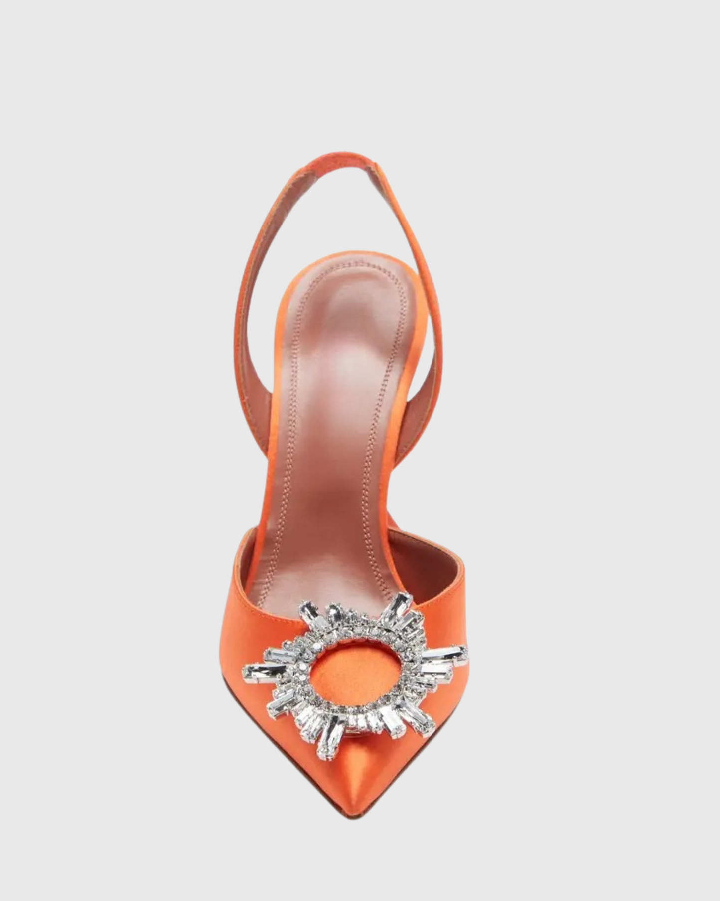 Desideria Rhinestone Slingback Flared Heels In Orange