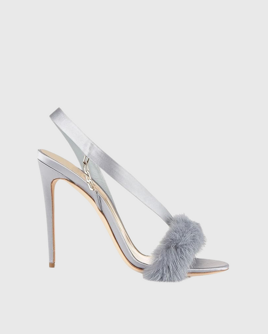 Devin Faux Fur Slingback Sandals In Blue