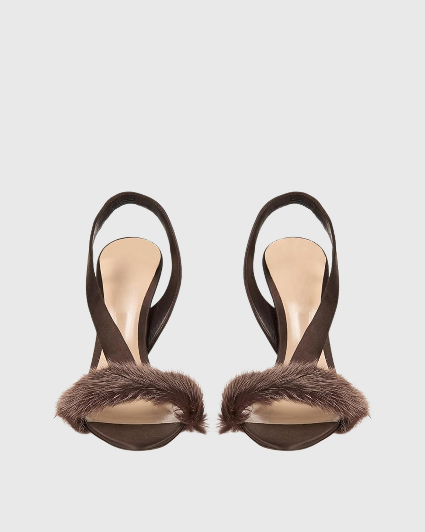 Devin Faux Fur Slingback Sandals In Brown