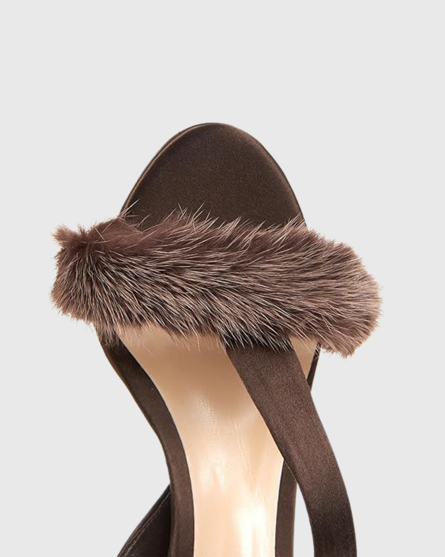 Devin Faux Fur Slingback Sandals In Brown