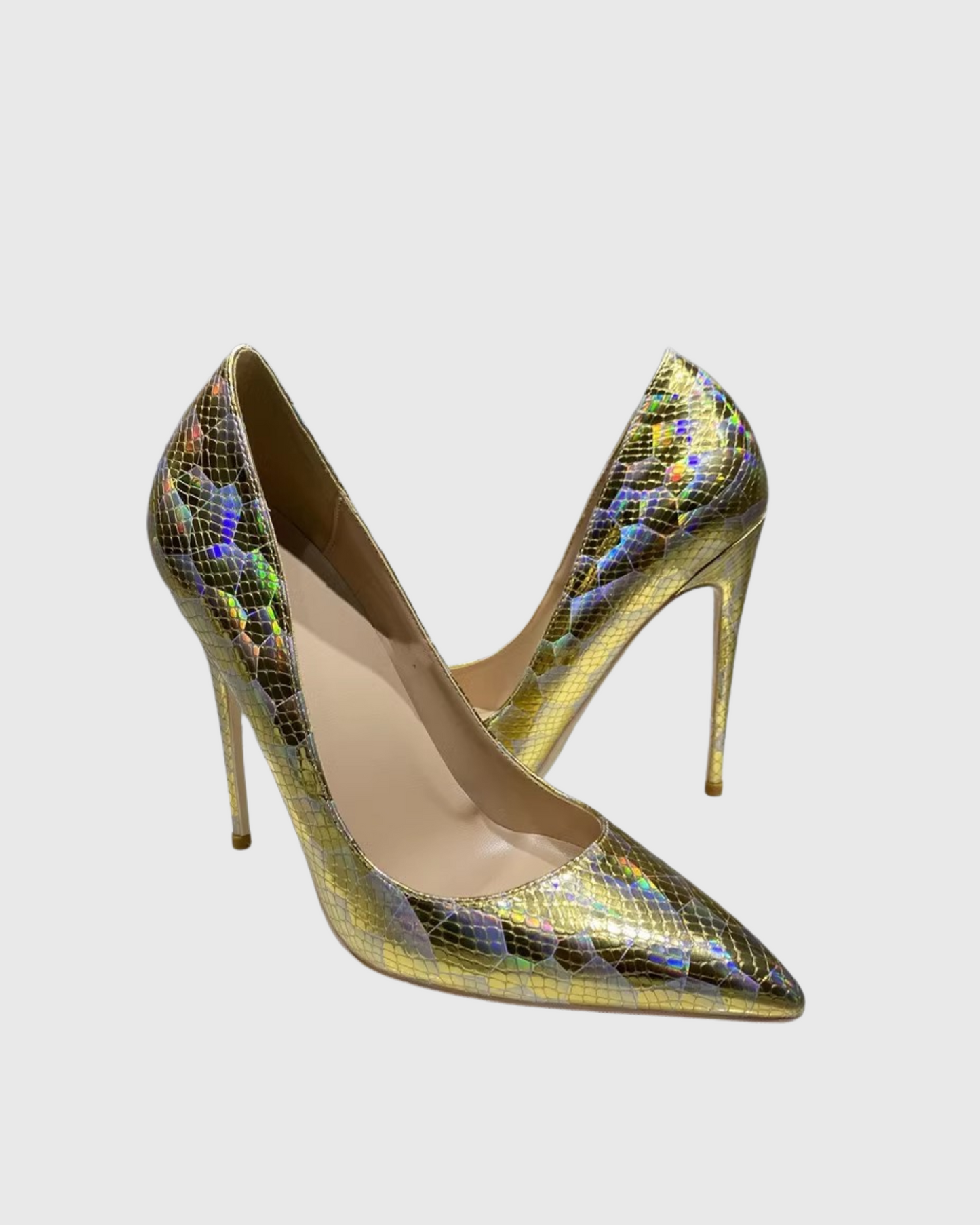 Doe Snake Print Pumps In Gold
