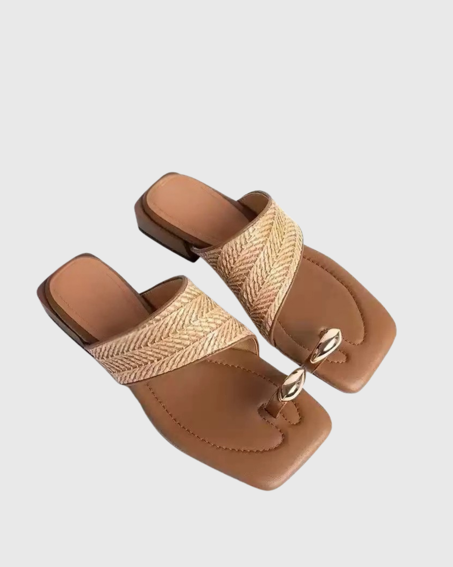 Donata Metal Toe Ring Slippers In Brown