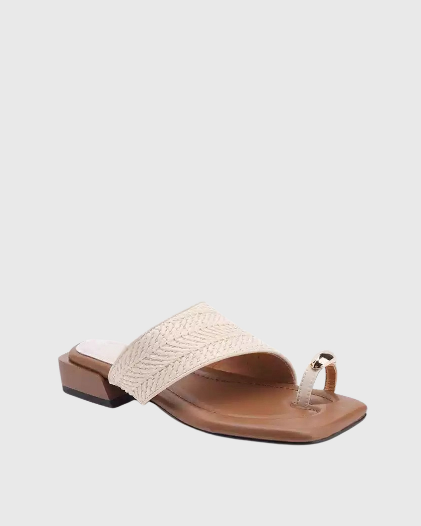 Donata Metal Toe Ring Slippers In White