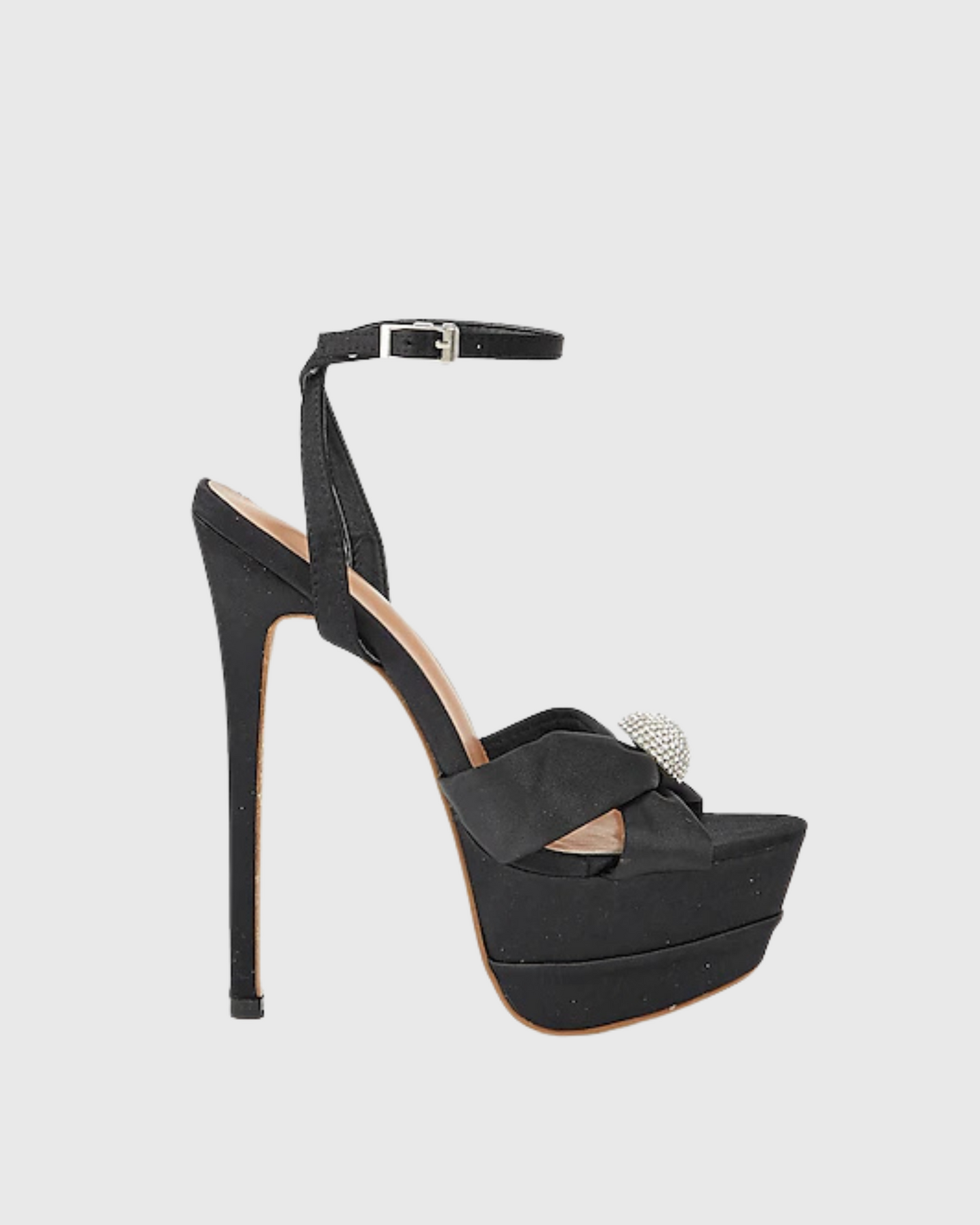 Donna Rhinestone Satin Strap Platform Sandals