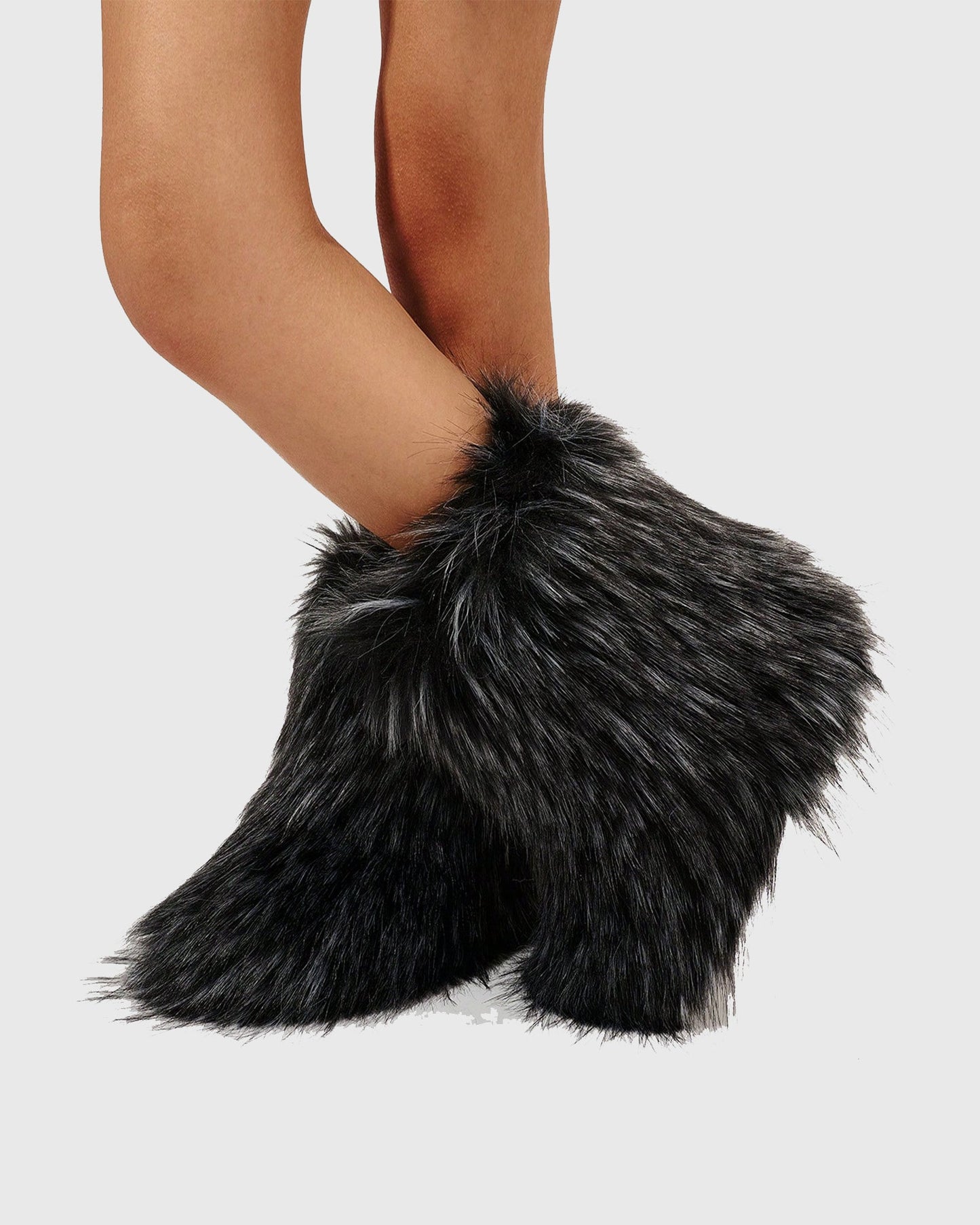 Dora Faux Fur Ankle Boots In Black