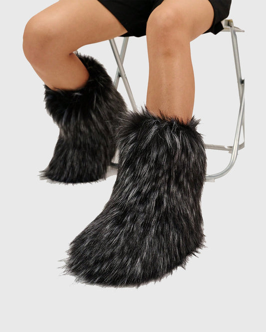 Dora Faux Fur Ankle Boots In Black