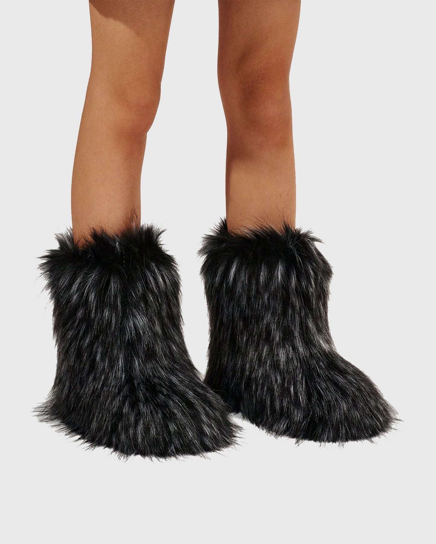 Dora Faux Fur Ankle Boots In Black