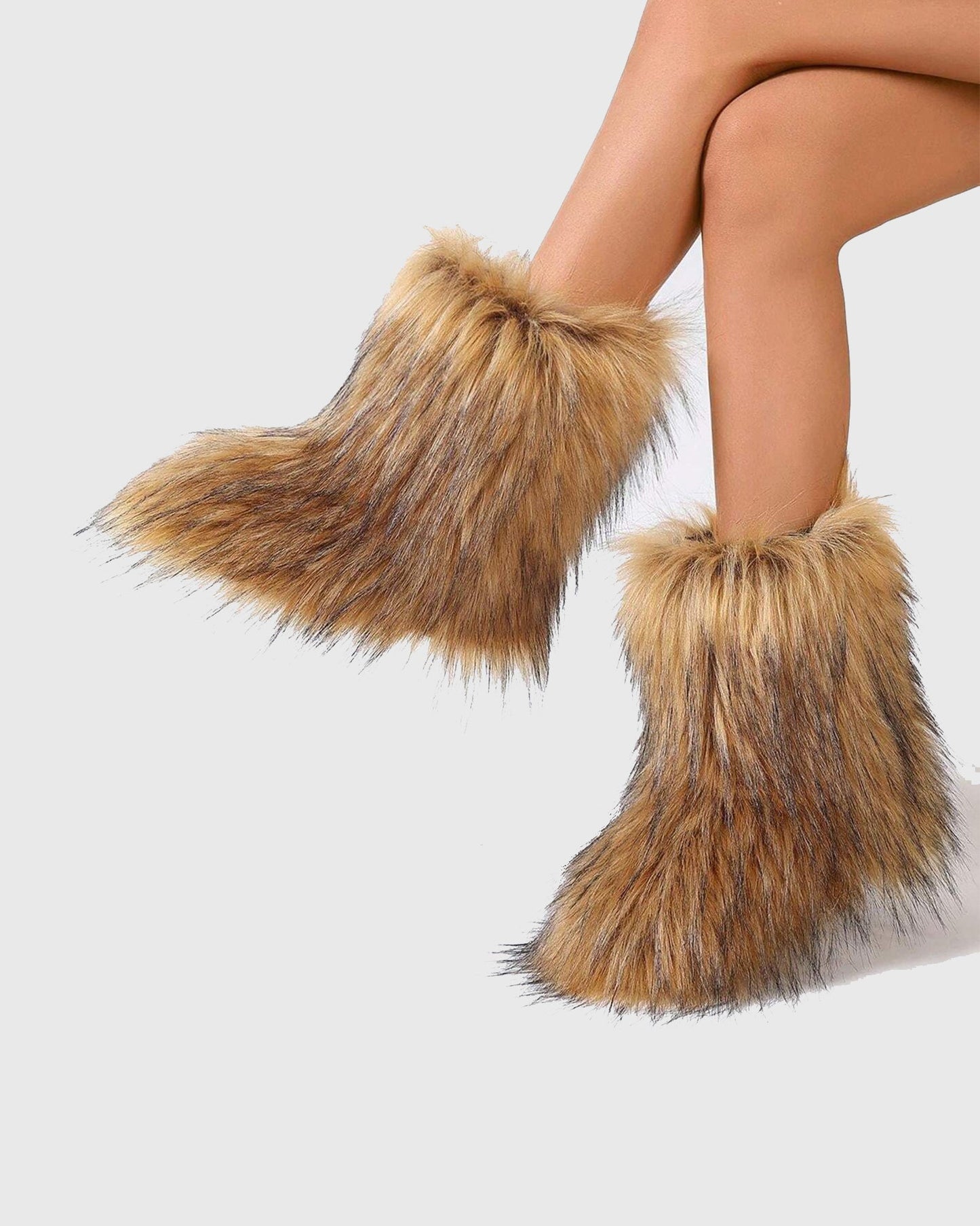 Dora Faux Fur Ankle Boots In Brown