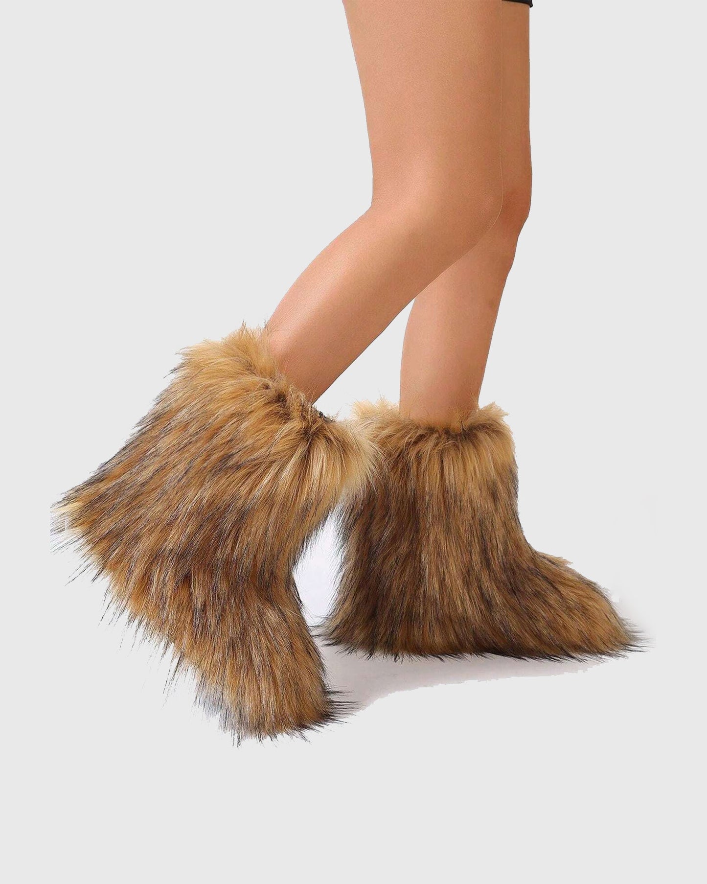 Dora Faux Fur Ankle Boots In Brown