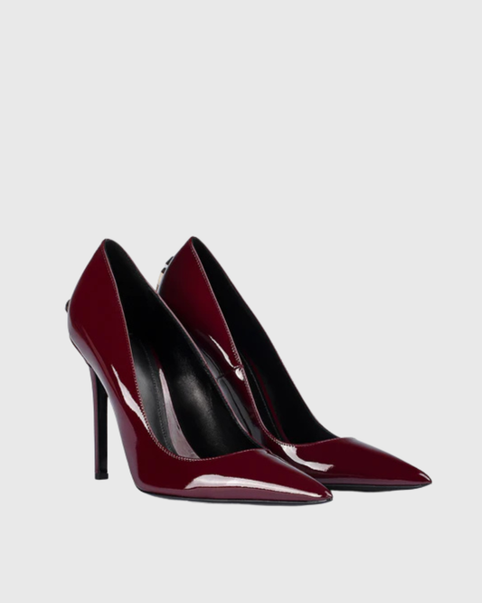 Eadgar Silver Sword Heel Pumps In Burgendy