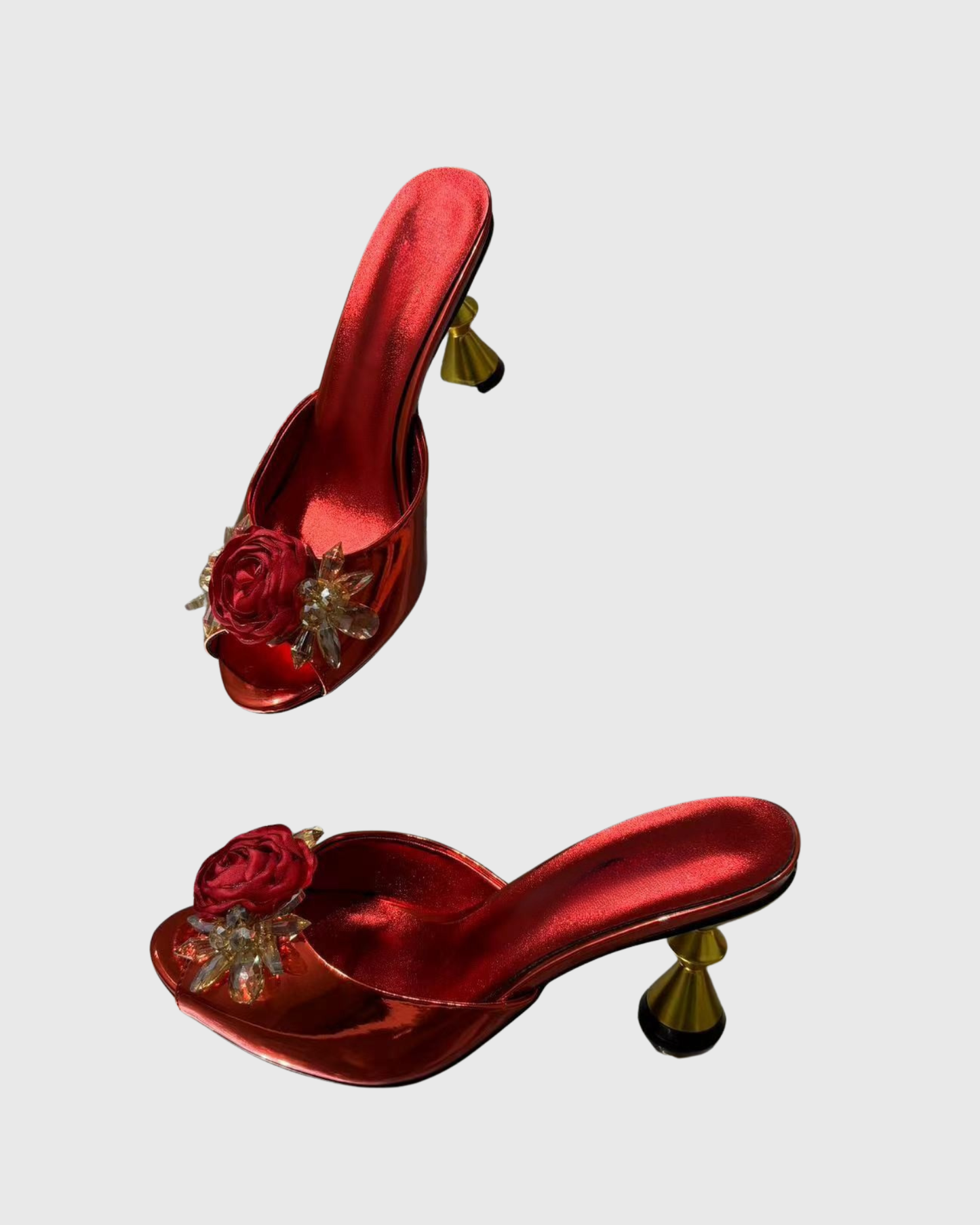 Eadric Red Rose Crystal Embellished Muels