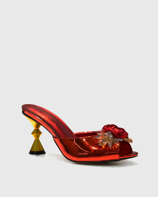 Eadric Red Rose Crystal Embellished Muels