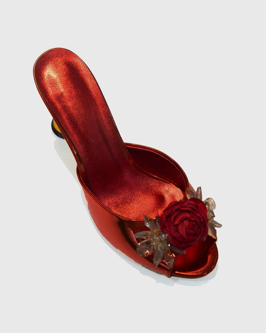 Eadric Red Rose Crystal Embellished Muels