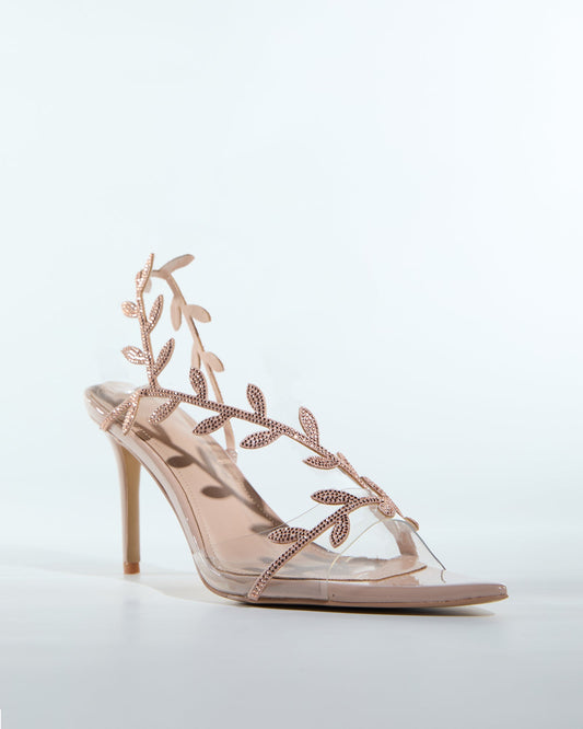 Ealar Rhinestone Leaf Slingback Sandals In Blush