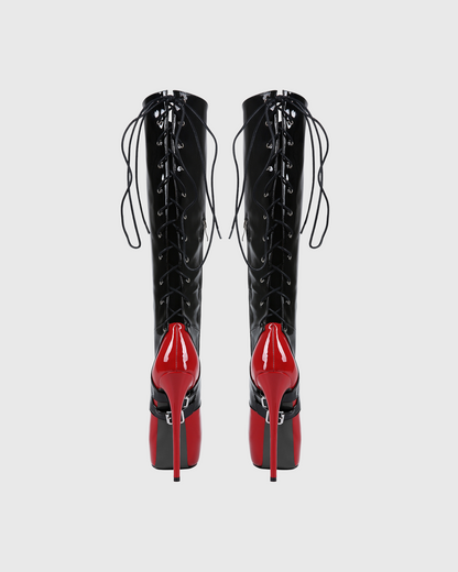 Eavan Splicing Platform Lace Up Boots