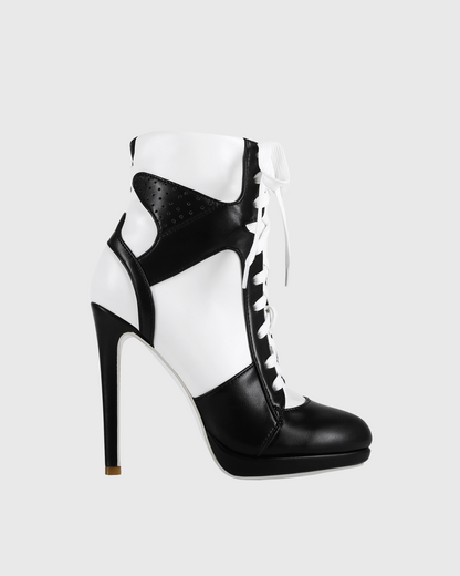 Ebba Splicing Lace Up Ankle Boots