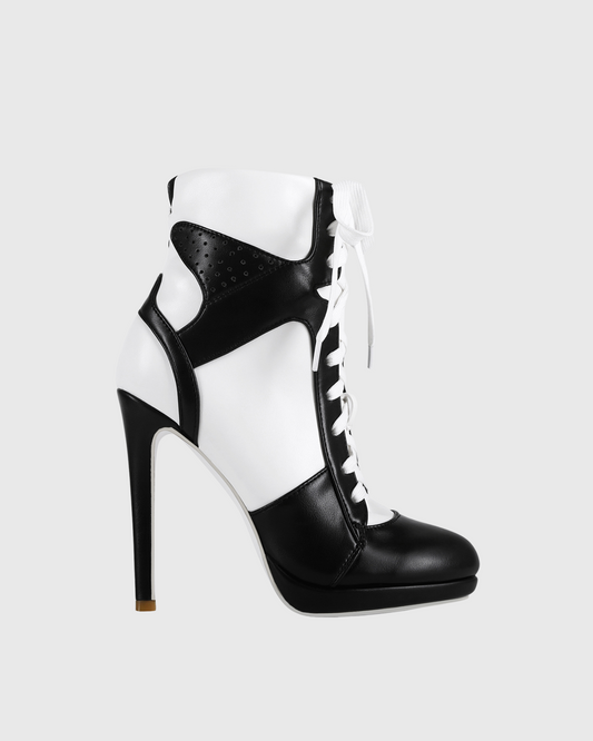 Ebba Splicing Lace Up Ankle Boots