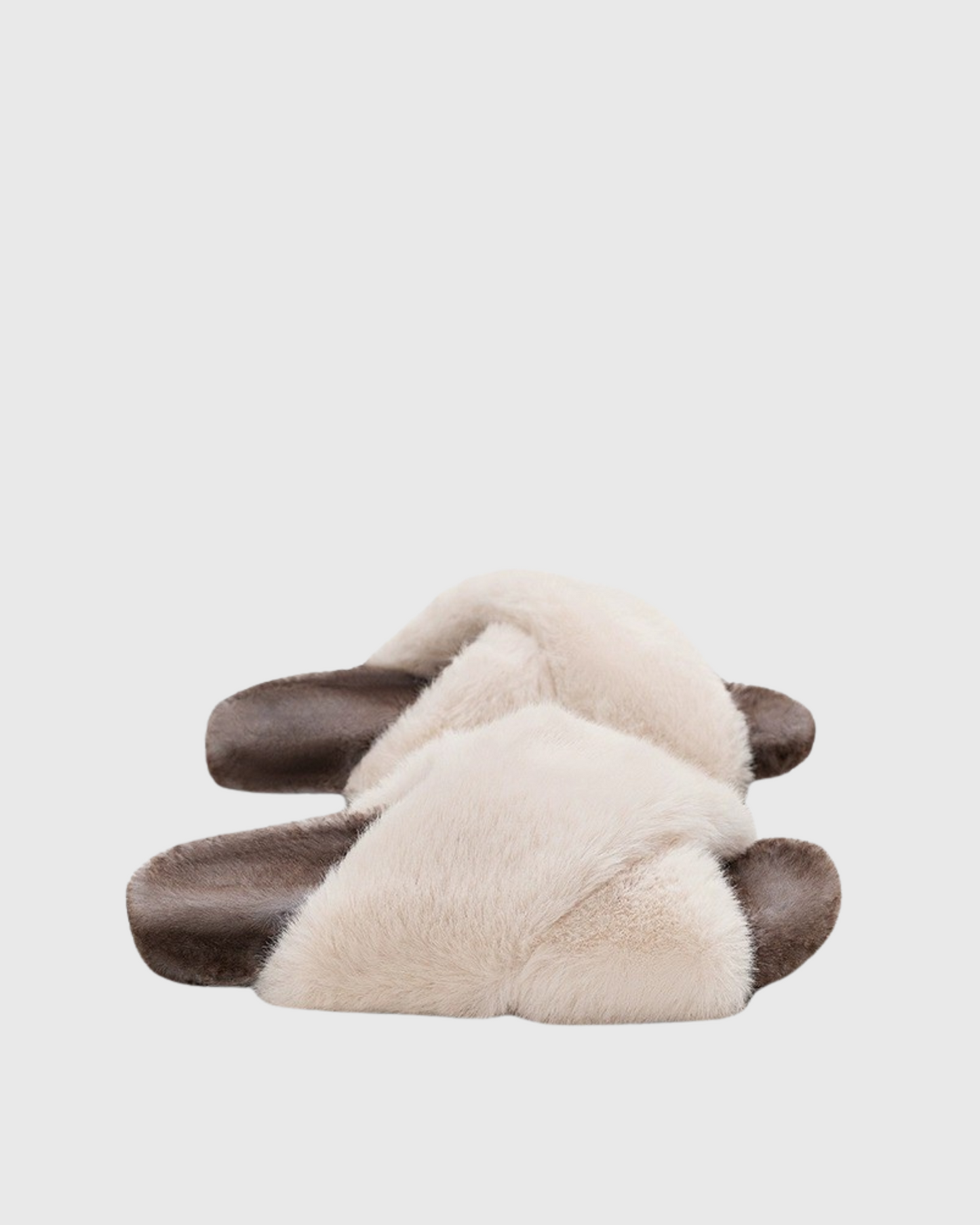 Ebru Cross Faux Fur Slippers In Brown
