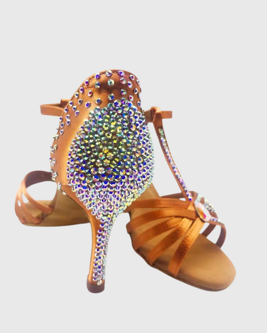 Ed Rhinestone Latin Dance Shoes In Brown