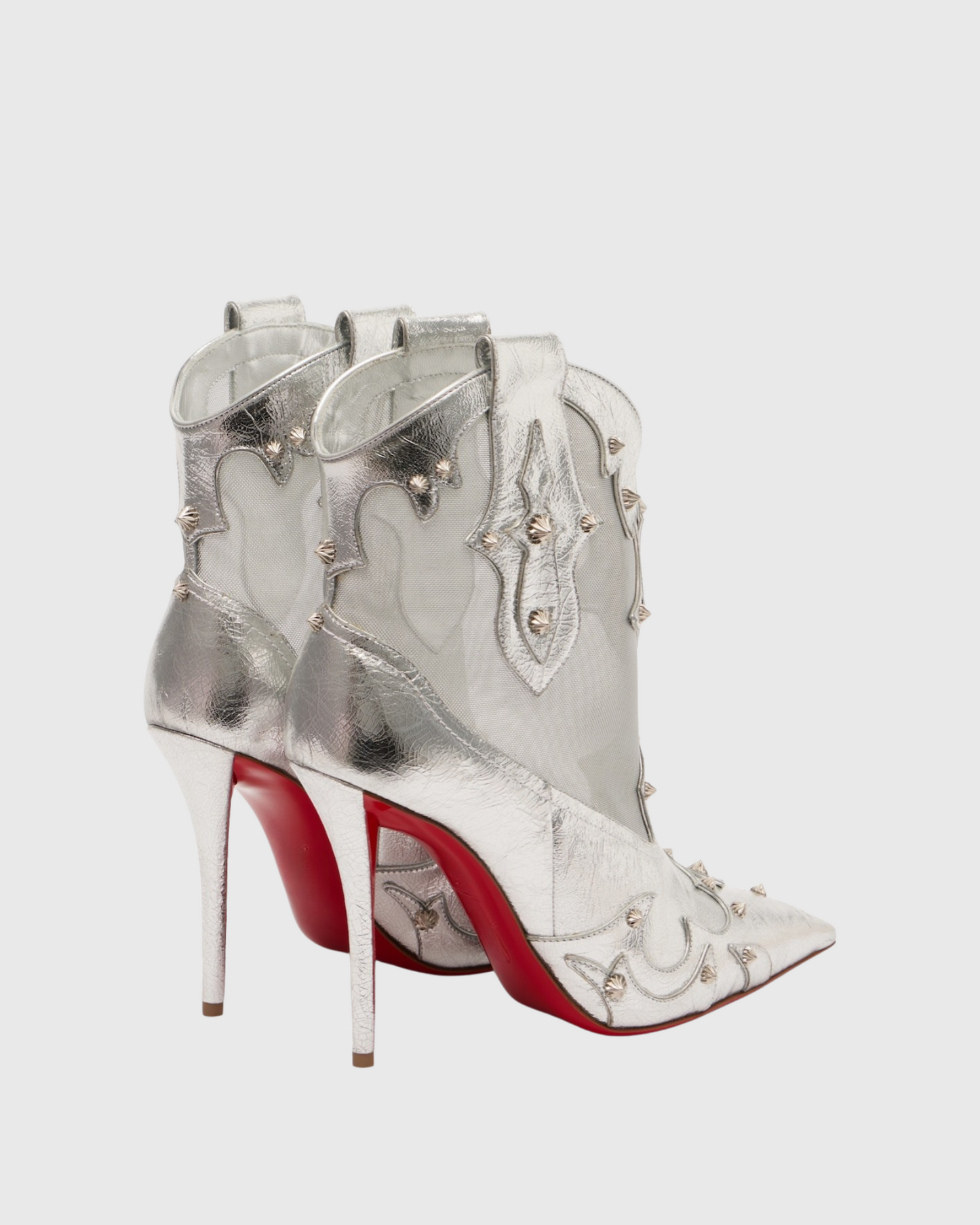 Eda Rivet Leather Mesh Splicing Ankle Boots