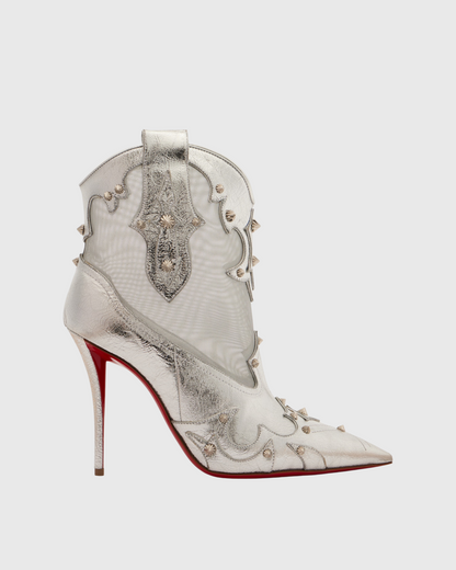 Eda Rivet Leather Mesh Splicing Ankle Boots