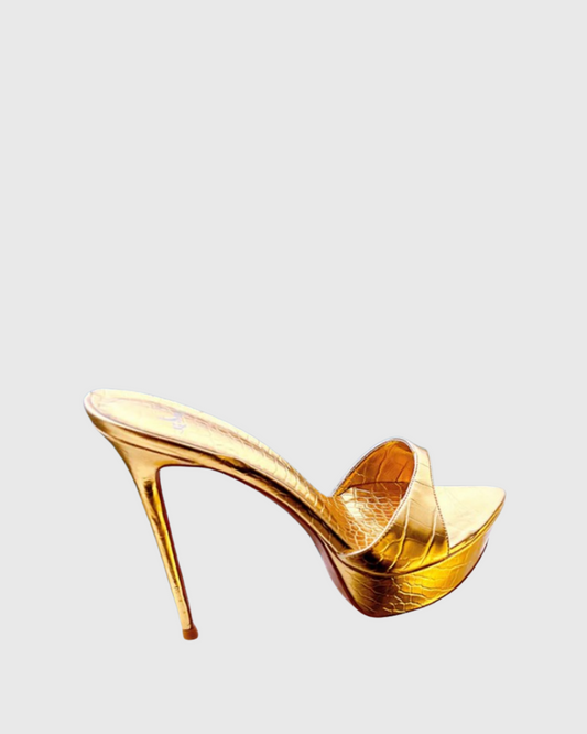 Edanur Snake Print Platfrom Slippers In Gold