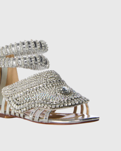 Edith Rhinestone Embellished Strap Flats