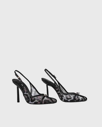 Egypt Leopard Print Mesh Pumps In Black