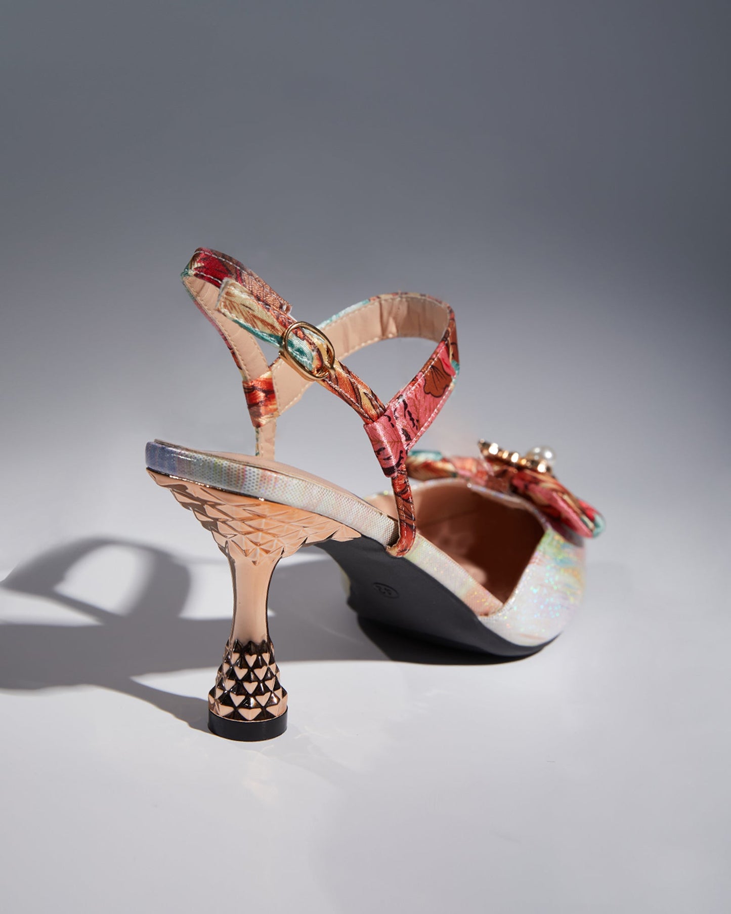 Elena Bow Flared Heel Slingback Pumps